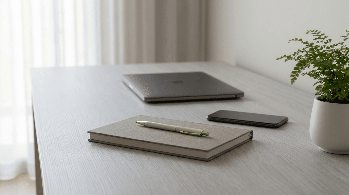 Professional workspace with laptop showing secure personal loan application form