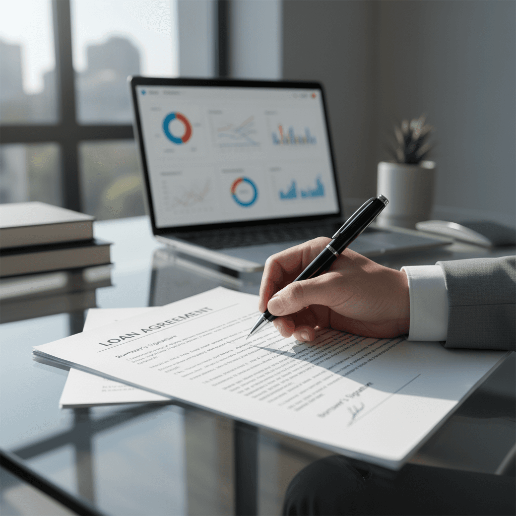 Hands holding approved personal loan document with green checkmark in warm natural light